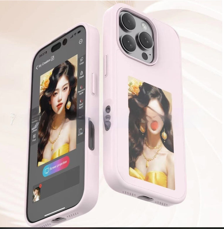 Battery-Free E-Ink Projection Phone Case