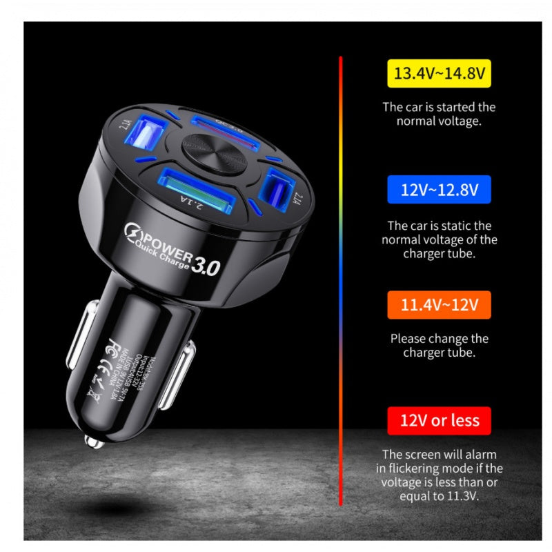 4-Port Fast Charging Car Charger Adapter