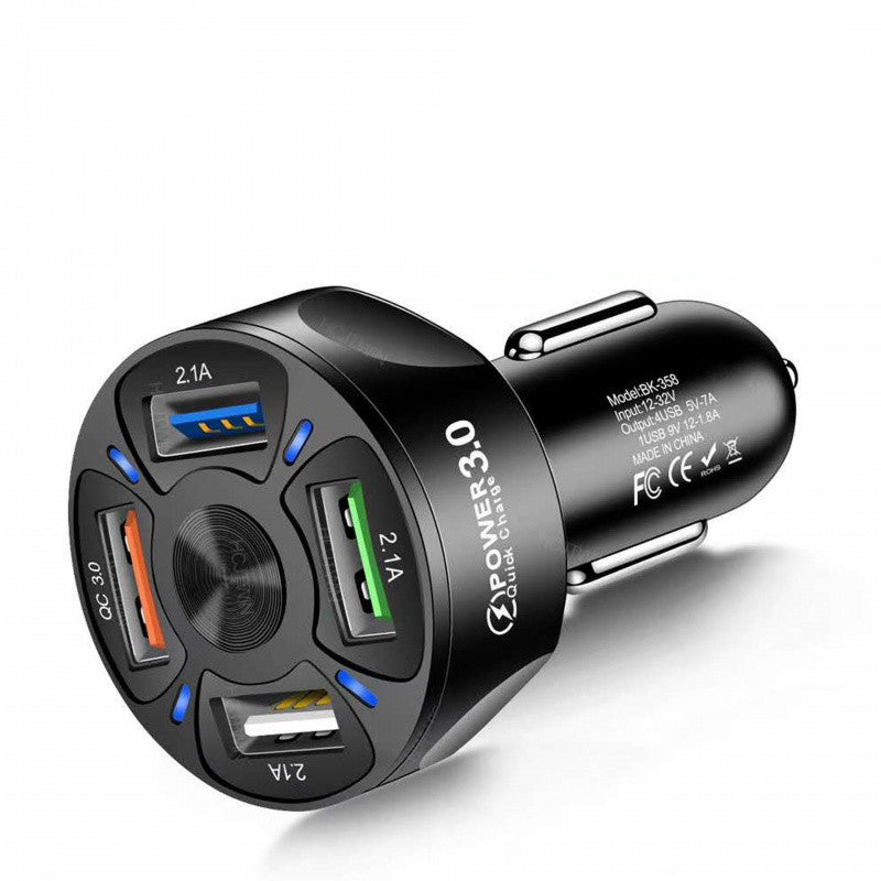 4-Port Fast Charging Car Charger Adapter