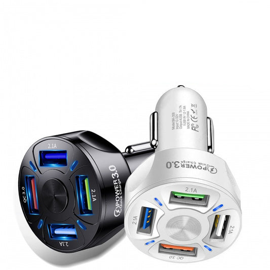 4-Port Fast Charging Car Charger Adapter