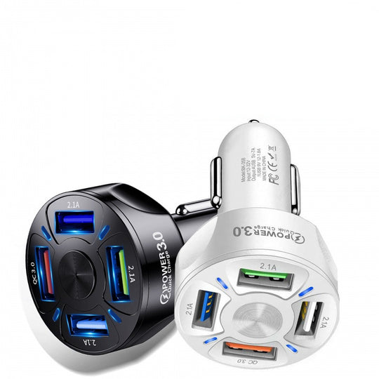 4-Port Fast Charging Car Charger Adapter
