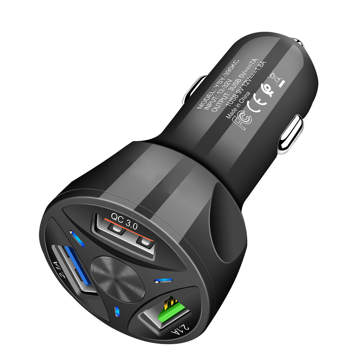 4-Port Fast Charging Car Charger Adapter