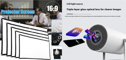 Portable 180 Degrees Auto-Focus Home Projector