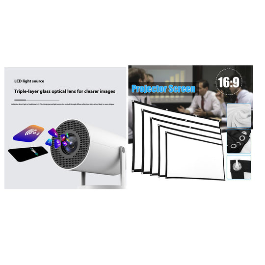 Portable 180 Degrees Auto-Focus Home Projector