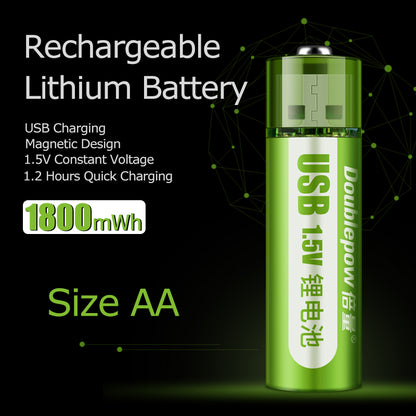 USB Rechargeable 1.5V AA Lithium Battery
