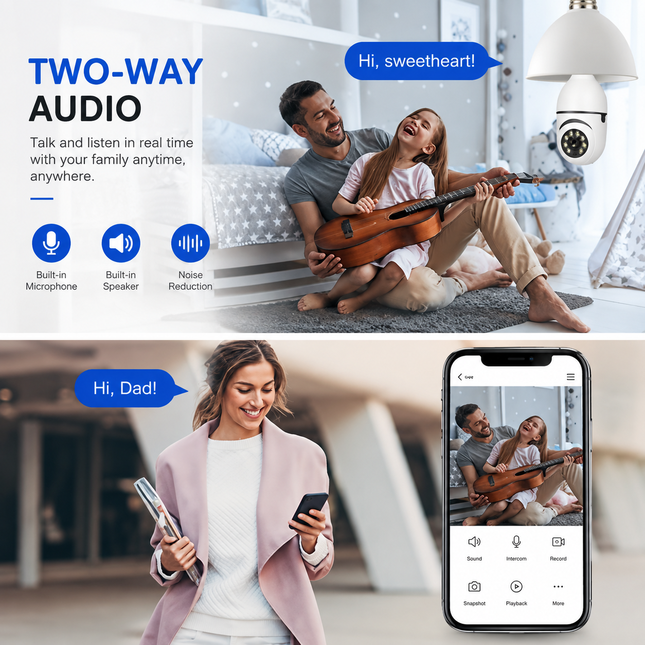 2.5K High-Definition Light Bulb Camera