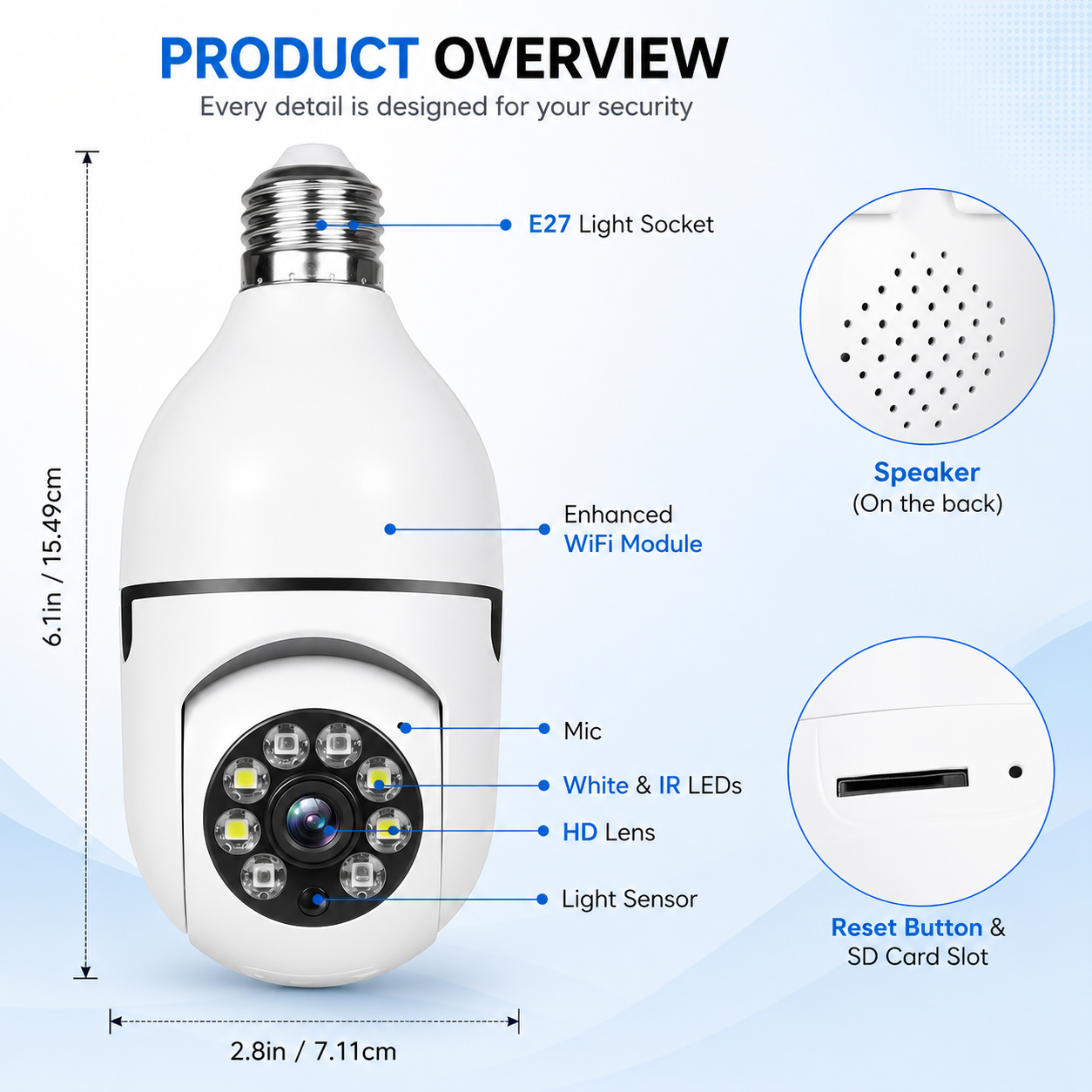 2.5K High-Definition Light Bulb Camera