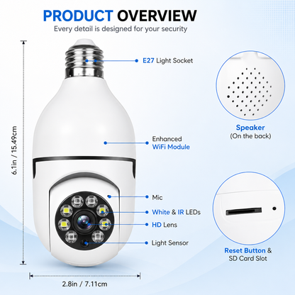 2.5K High-Definition Light Bulb Camera
