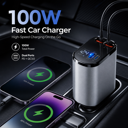 100W USB-C Fast Charging Car Adapter