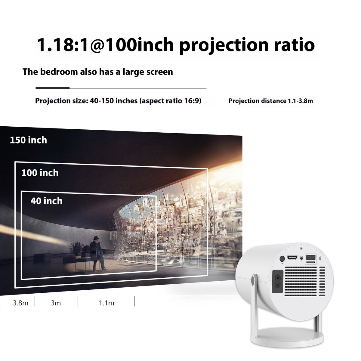 Portable 180 Degrees Auto-Focus Home Projector